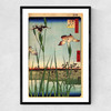Horikiri Iris Garden by Hiroshige Narrow Black Frame