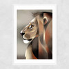 Lion in Profile by Dieter Braun Narrow White Frame