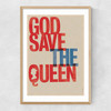 God Save the Queen Narrow Oak Frame