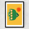 Green Flying Bird Medium Black Frame