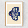 Bird With Worm Narrow Oak Frame
