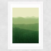 Gradient Landscape Green Wide White Frame