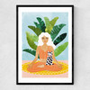 Meditation with Cat Narrow Black Frame