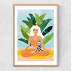 Meditation with Cat Narrow Oak Frame