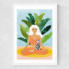 Meditation with Cat Medium White Frame