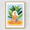Meditation with Cat Medium Oak Frame
