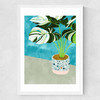 Variegated Monstera Medium White Frame