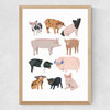 Pigs in Glasses Medium Oak Frame