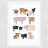 Pigs in Glasses Wide White Frame