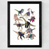 Dinosaurs in 80s Jumpers Wide Black Frame