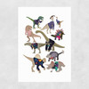 Dinosaurs in 80s Jumpers Unframed Print