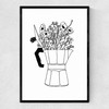 Moka Flowers Print Narrow Black Frame