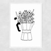 Moka Flowers Print Narrow White Frame