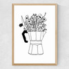 Moka Flowers Print Medium Oak Frame