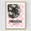 Retro Mirror Ball Medium Oak Frame