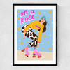 Rollerskating Woman Narrow Black Frame