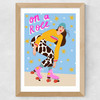 Rollerskating Woman Wide Oak Frame