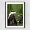 Badgers by Dieter Braun Narrow Black Frame