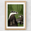 Badgers by Dieter Braun Wide Oak Frame