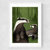 Badgers by Dieter Braun Medium White Frame
