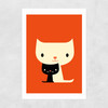 Dicky Bird - Two Cats Unframed Print