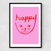 Happy Cat Narrow Black Frame