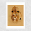 Lion by Dieter Braun Narrow White Frame