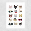 Cats in Glasses Unframed Print