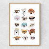 Dogs in Glasses Narrow Oak Frame
