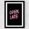 Open Late Wide Black Frame