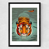 Swimming Tiger Medium Black Frame