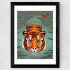 Swimming Tiger Wide Black Frame
