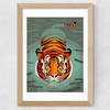 Swimming Tiger Wide Oak Frame