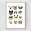 Big Cats by Hanna Melin Narrow Oak Frame