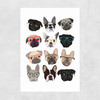 Pugs in Glasses Unframed Print