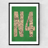N4 Postcode Map Narrow Black Frame
