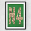 N4 Postcode Map Medium Black Frame