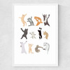 Dancing Cats Medium White Frame
