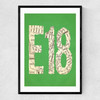 E18 Postcode Map Narrow Black Frame