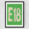 E18 Postcode Map Medium Black Frame