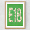 E18 Postcode Map Wide Oak Frame