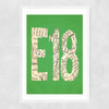 E18 Postcode Map Narrow White Frame