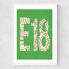 E18 Postcode Map Medium White Frame