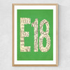 E18 Postcode Map Medium Oak Frame