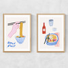 Ramen Night Diptych Narrow Oak Frame