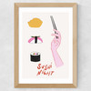 Sushi Night Wide Oak Frame