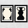 Abstract Monochrome Vase Diptych Wide Black Frame