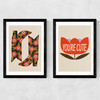 You're Cute Diptych Medium Black Frame