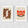You're Cute Diptych Medium White Frame