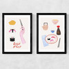 Sushi Night Diptych Medium Black Frame
